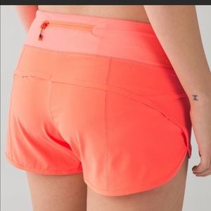 Pink/Orange Lululemon Speed Up Shorts 4 in